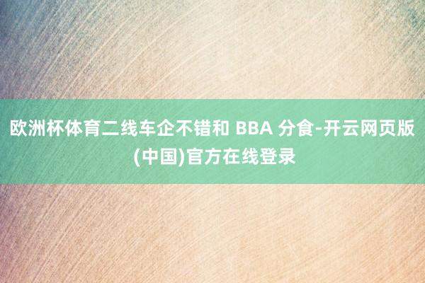 欧洲杯体育二线车企不错和 BBA 分食-开云网页版 (中国)官方在线登录