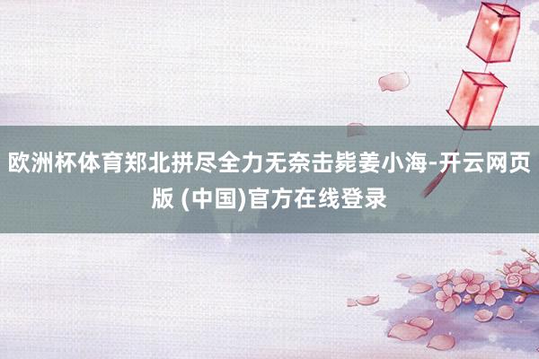 欧洲杯体育郑北拼尽全力无奈击毙姜小海-开云网页版 (中国)官方在线登录