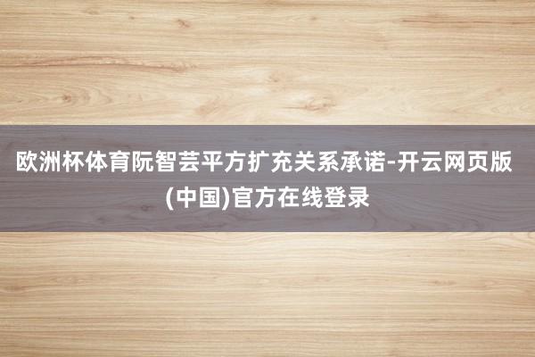 欧洲杯体育阮智芸平方扩充关系承诺-开云网页版 (中国)官方在线登录